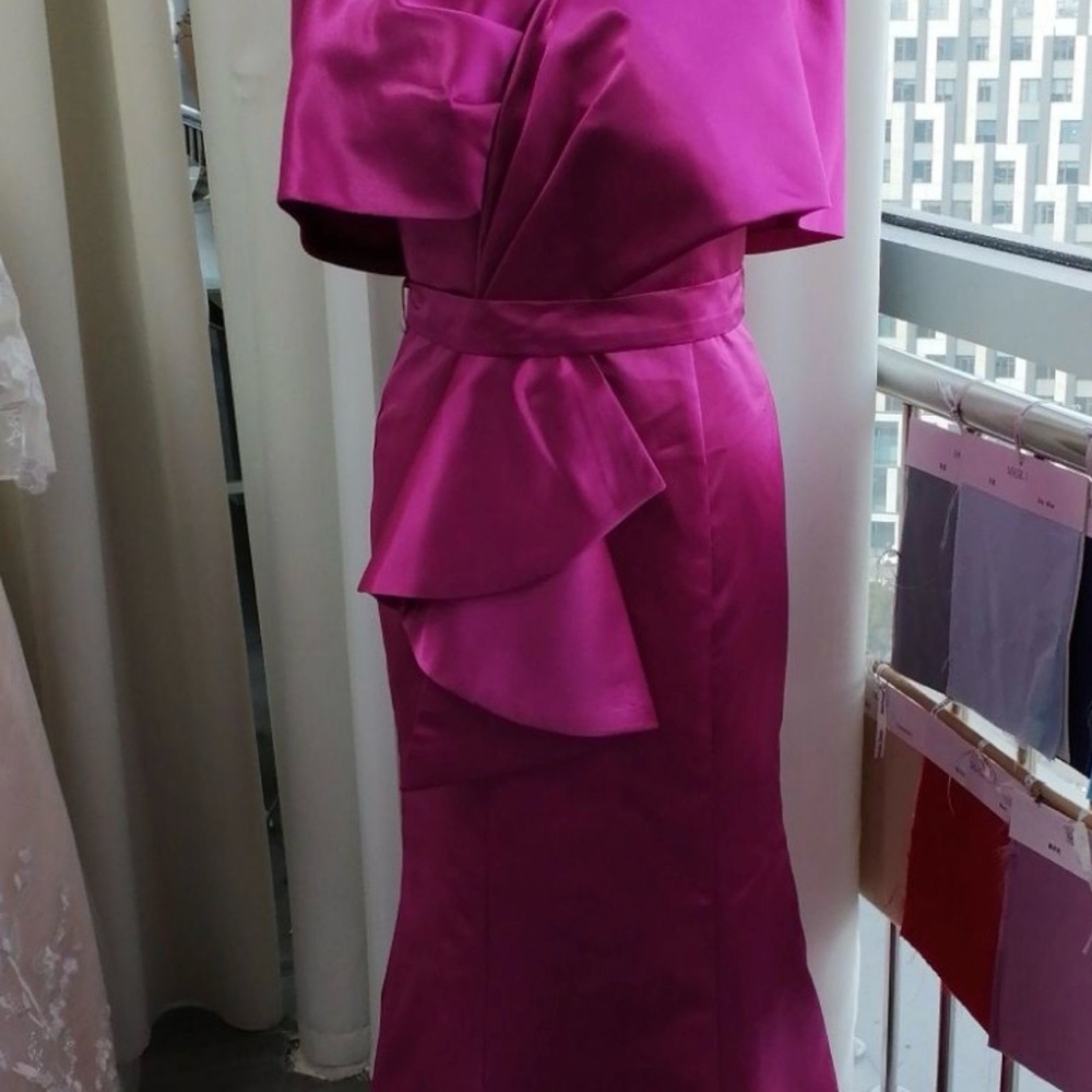 Elegant Pink Off-Shoulder Dress mother of bride or groom